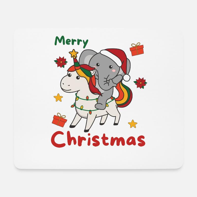 Weihnachts Elefant frohe Weihnachten Einhorn - Mousepad (Querformat) - Weiß