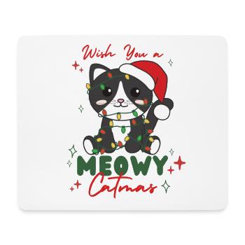 chat animaux de noël mignon chat miaou catmas - Tapis de souris (format paysage) - blanc - Devant