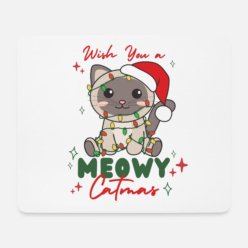 Katze Weihnachten Tiere süßes Katzen Meowy Catmas - Mousepad (Querformat) - Weiß