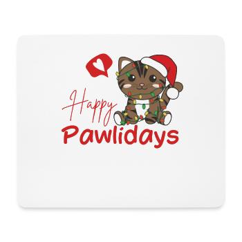 Katze Weihnachten süße Katzen Happy Pawlidays - Mousepad (Querformat) - Weiß - Vorne