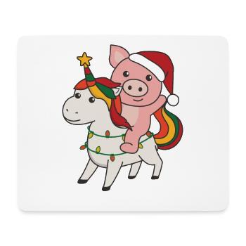 Cochon de Noël Joyeux Licorne de Noël - Tapis de souris (format paysage) - blanc - Devant