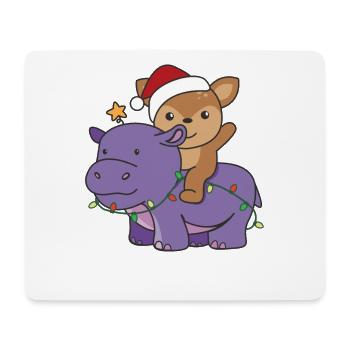 Weihnachts Hippo Reh frohe Weihnachten Hippo Rehe - Mousepad (Querformat) - Weiß - Vorne