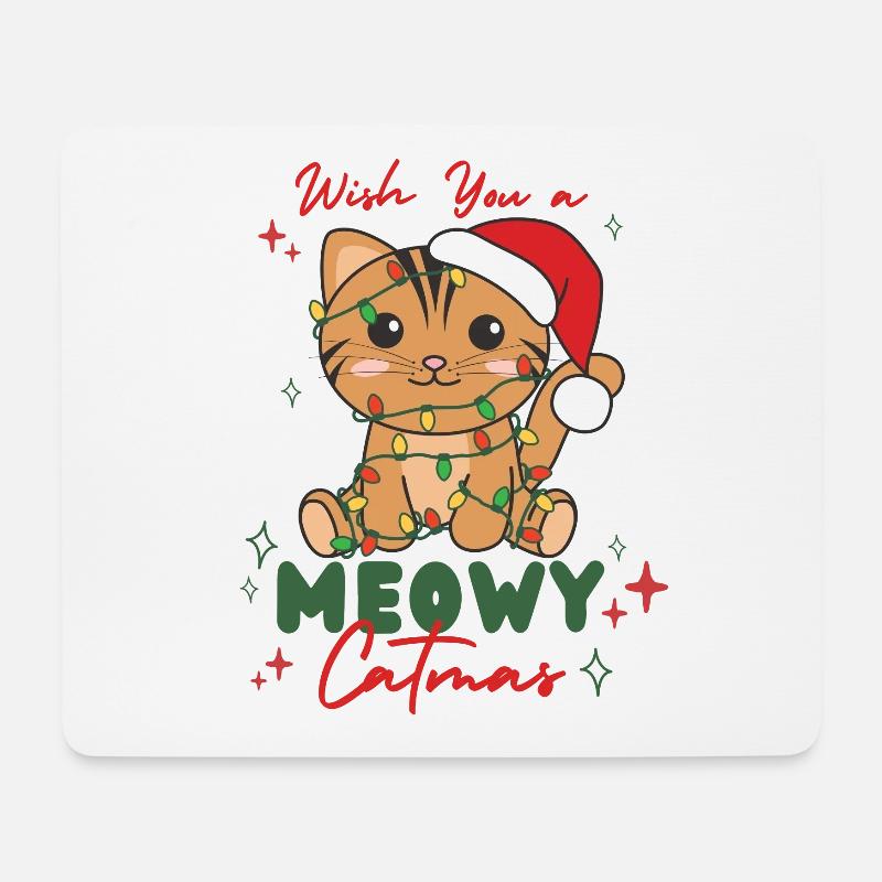 Katze Weihnachten Tiere süßes Katzen Meowy Catmas - Mousepad (Querformat) - Weiß