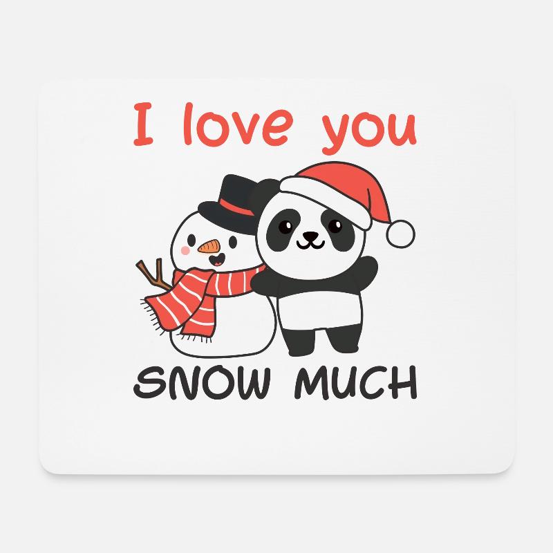 Panda I love you snow much schneemann wortspiel - Mousepad (Querformat) - Weiß