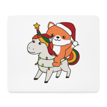 Licorne de Noël Renard Joyeux Licorne de Noël - Tapis de souris (format paysage) - blanc - Devant