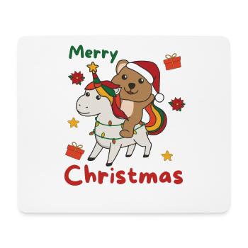 Licorne de Noël Quokka Joyeux Noël Licorne - Tapis de souris (format paysage) - blanc - Devant