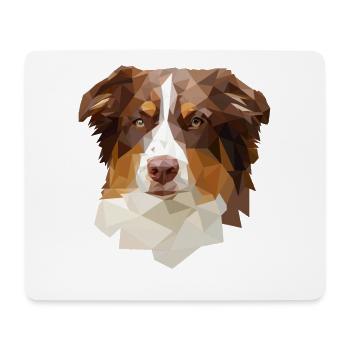 Australian Shepherd, Red Tri Polygon Stil - Mousepad (Querformat) - Weiß - Vorne