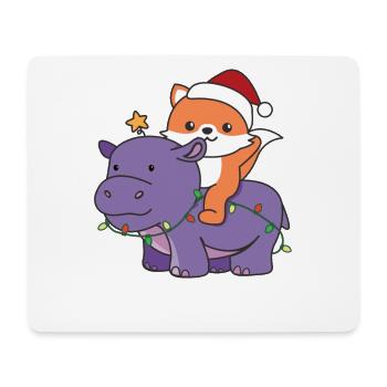 Christmas Hippo Fox Merry Christmas Hippo - Mouse Pad (horizontal) - white - Front