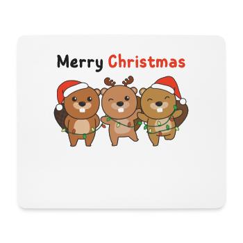 Beaver Christmas Animals Beavers Merry Christmas - Mouse Pad (horizontal) - white - Front