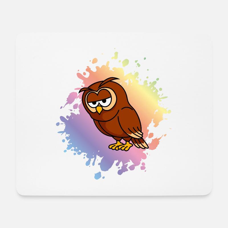 Eule Comic - Mousepad (Querformat) - Weiß