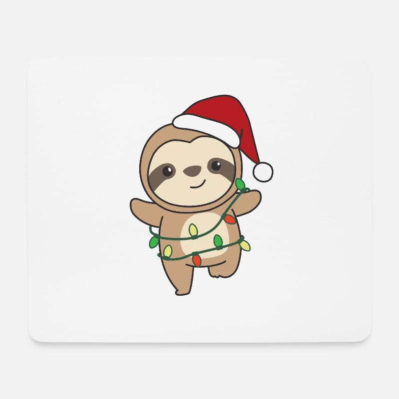 Faultier Weihnachten Winter Tiere Faultiere - Mousepad (Querformat) - Weiß