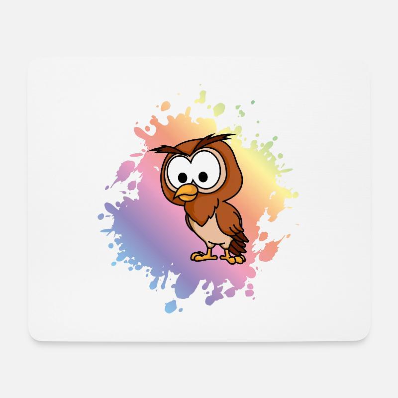 Eule Comic Tier - Mousepad (Querformat) - Weiß
