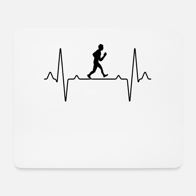 Joggen Herzschlag - Mousepad (Querformat) - Weiß