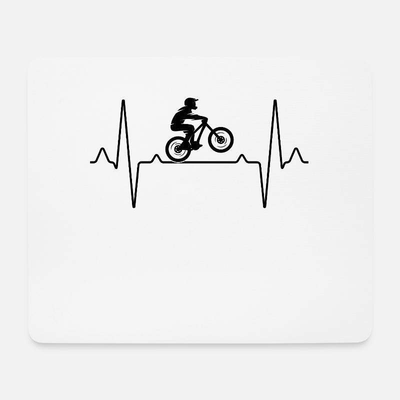 Mountainbike Herzschlag - Mousepad (Querformat) - Weiß