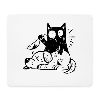 Chat noir meurtrier avec couteau et chien - Tapis de souris (format paysage) - blanc - Devant