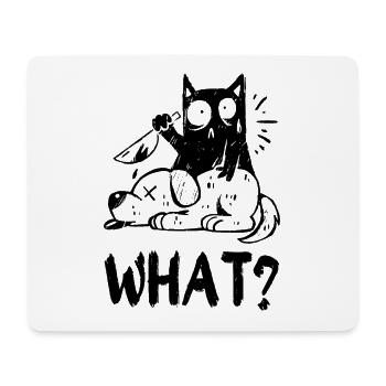 What? Murderous black cat with knife - Mouse Pad (horizontal) - white - Front