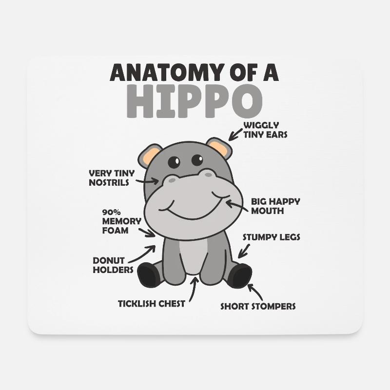 süßes Hippo Erklärung Anatomy of an Hippo - Mousepad (Querformat) - Weiß