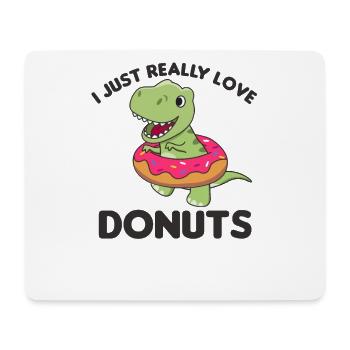 Süßer Dino T-Rex lustige Tiere in Donut Wortspiel - Mousepad (Querformat) - Weiß - Vorne