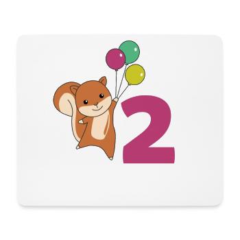 Eichhörnchen zweiter Geburtstag Luftballons Kinder - Mousepad (Querformat) - Weiß - Vorne