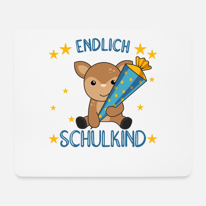 Endlich Schulkind Reh Schultüte Schule Einschulung - Mousepad (Querformat) - Weiß