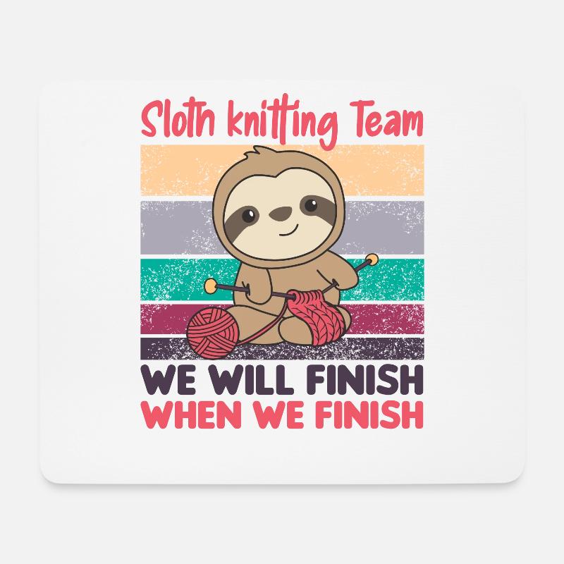 Faultier Strick Team Faultiere stricken gemütlich - Mousepad (Querformat) - Weiß