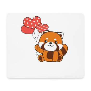 Panda roux pour la Saint-Valentin animaux mignons avec des cœurs - Tapis de souris (format paysage) - blanc - Devant