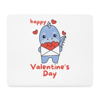 Dino zum Valentinstag süße Tiere mit Herzen - Mousepad (Querformat) - Weiß - Vorne