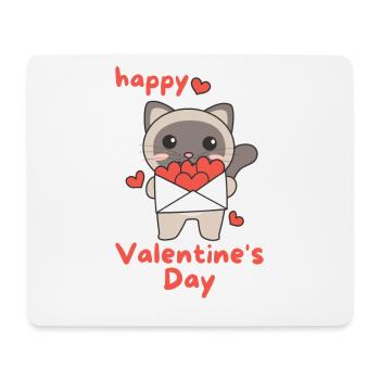 Siamkatze zum Valentinstag süße Tiere mit Herzen - Mousepad (Querformat) - Weiß - Vorne