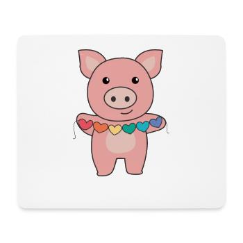 Rainbow Flag Gay Pride LGBTQ Herzen Schwein - Mousepad (Querformat) - Weiß - Vorne
