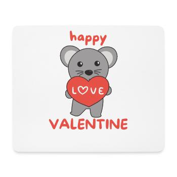 Maus zum Valentinstag süße Tiere mit Herzen - Mousepad (Querformat) - Weiß - Vorne