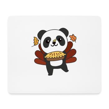 thanksgiving day outfits turkey panda with pie - Mouse Pad (horizontal) - white - Front