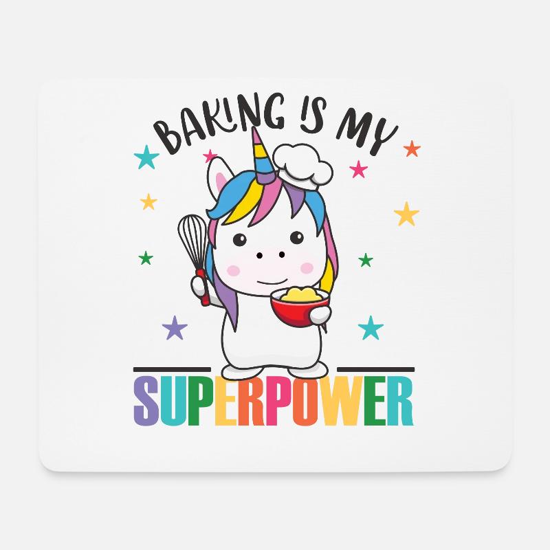 Backen ist meine Superpower süßes Einhorn backt - Mousepad (Querformat) - Weiß