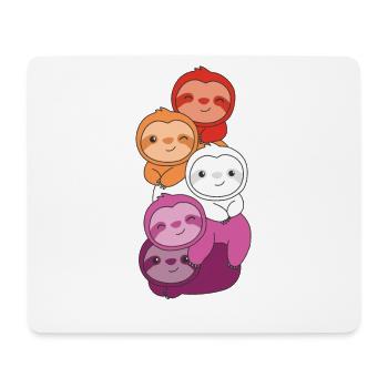 Lesbian Flag Pride LGBTQ Cute Sloth Bunch - Tapis de souris (format paysage) - blanc - Devant