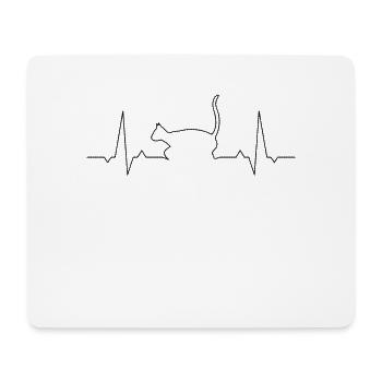 Katze Herzschlag - Mousepad (Querformat) - Weiß - Vorne