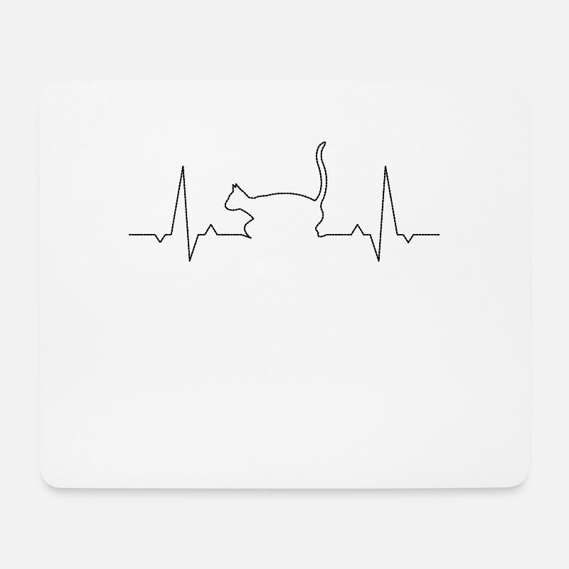 Katze Herzschlag - Mousepad (Querformat) - Weiß
