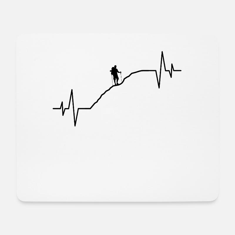 Wandern Wanderer Herzschlag - Mousepad (Querformat) - Weiß