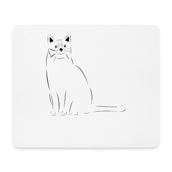 Chat dessiné - Tapis de souris (format paysage) - blanc - Devant