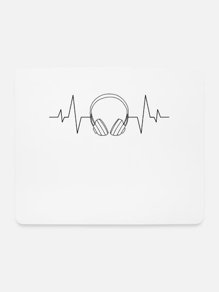 Kopfhörer Herzschlag - Mousepad (Querformat) - Weiß