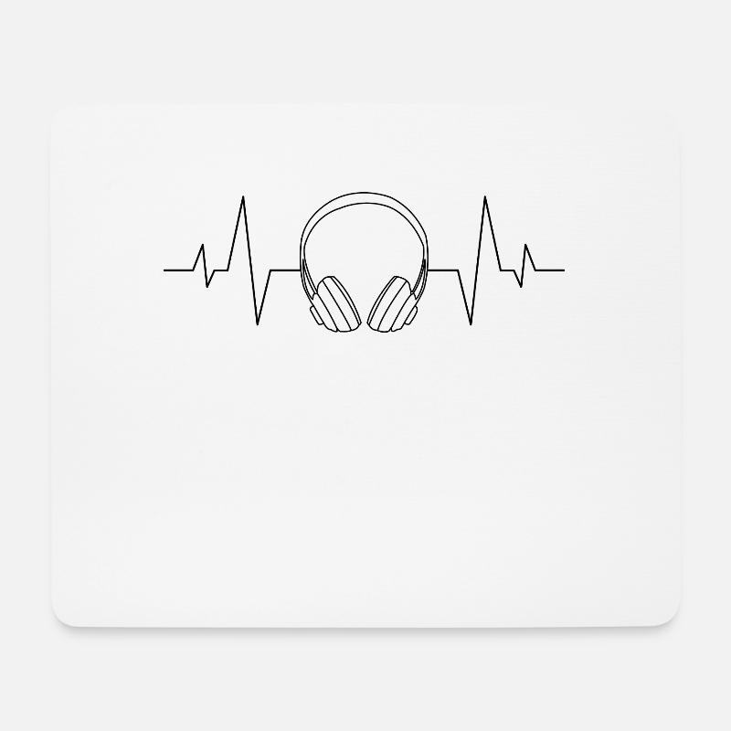 Kopfhörer Herzschlag - Mousepad (Querformat) - Weiß