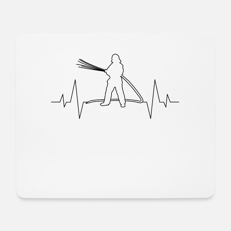 Feuerwehr Herzschlag - Mousepad (Querformat) - Weiß