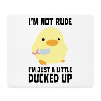 Ducked Up - Duck with knife Ente mit Messer - Mouse Pad (horizontal) - white - Front