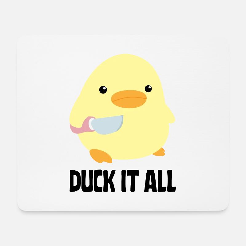 Duck It All - Duck with knife Ente mit Messer - Mousepad (Querformat) - Weiß