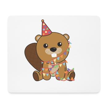 Castor pour un anniversaire pour les enfants un anniversaire - Tapis de souris (format paysage) - blanc - Devant