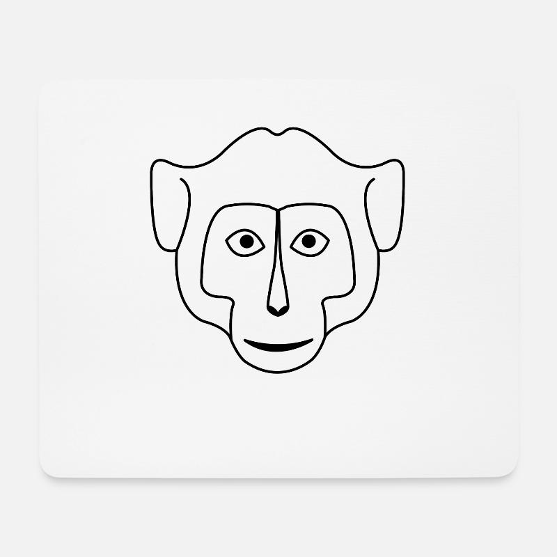 Affe Affengesicht Zeichnung - Mousepad (Querformat) - Weiß