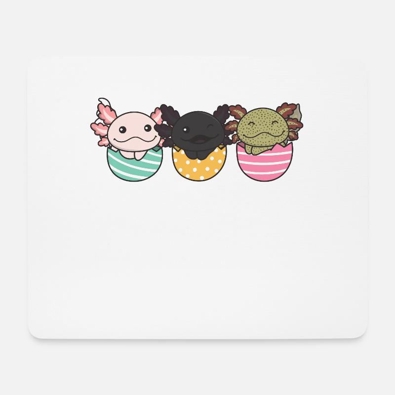 süße Axolotls zu Ostern mit Ostereiern Axolotl - Mousepad (Querformat) - Weiß
