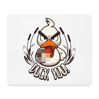 Duck You! Funny duck with middle finger saying - Mouse Pad (horizontal) - white - Front