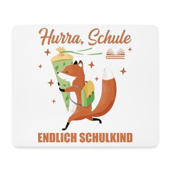 Endlich Schulkind 1 Klasse Schultüte mit Fuchs - Mousepad (Querformat) - Weiß - Vorne