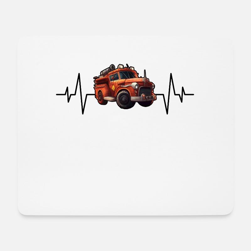 Feuerwehrauto Herzschlag - Mousepad (Querformat) - Weiß