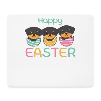cute dogs at Easter with Easter eggs Rottweiler - Mouse Pad (horizontal) - white - Front