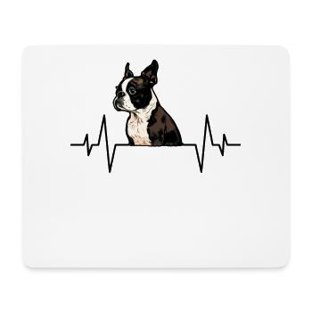 Boston Terrier Dog Heartbeat - Mouse Pad (horizontal) - white - Front